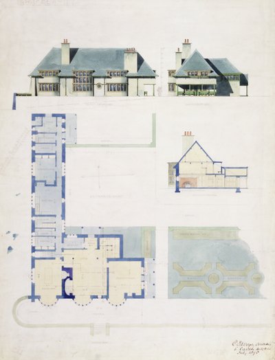 Progetto per Broad Leys, Windermere, per Arthur Currer Briggs Esq., 1898 da Charles Francis Annesley Voysey